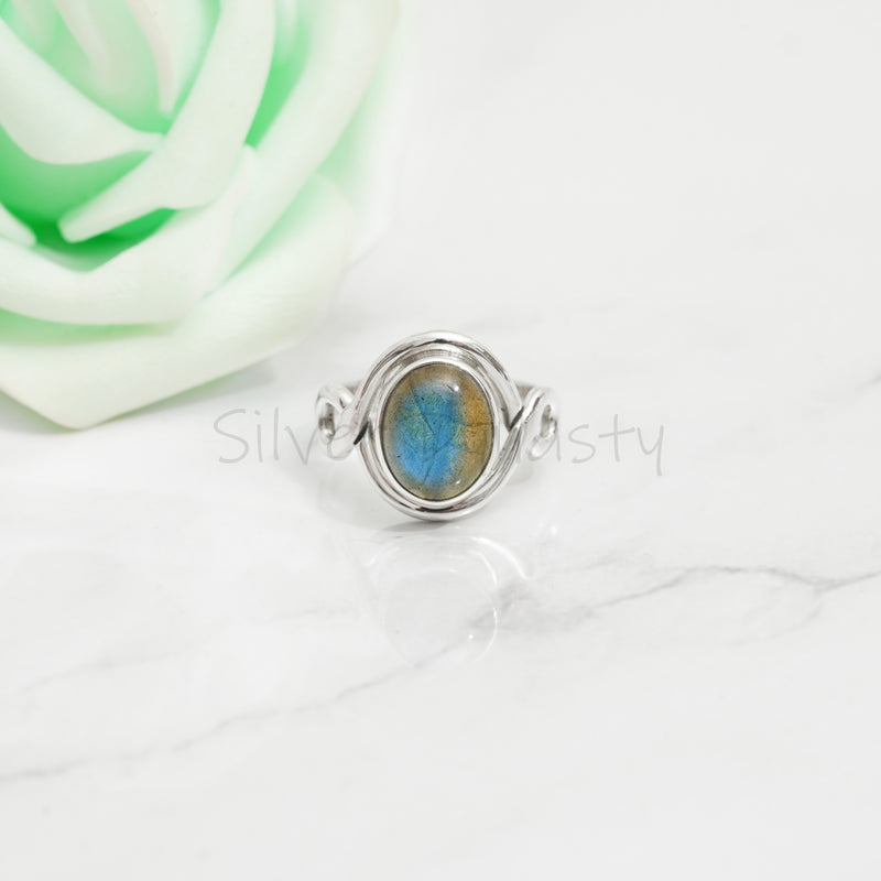 'Boho' Labradorite 925 Solid Sterling Silver Ring