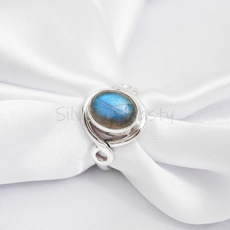 'Boho' Labradorite 925 Solid Sterling Silver Ring