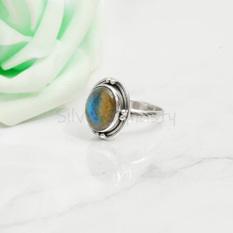 'Bomin' Labradorite 925 Solid Sterling Silver Ring