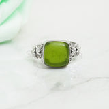 Natural Peridot, 925 Solid Sterling Silver Ring Cabochon