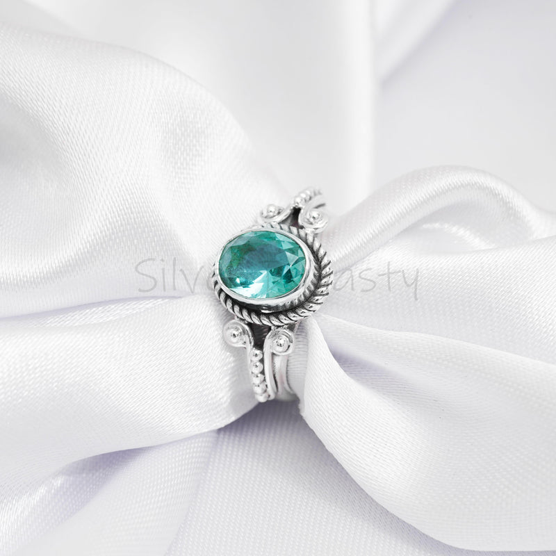 Blue Topaz Ring, 925 Solid Sterling Silver Ring