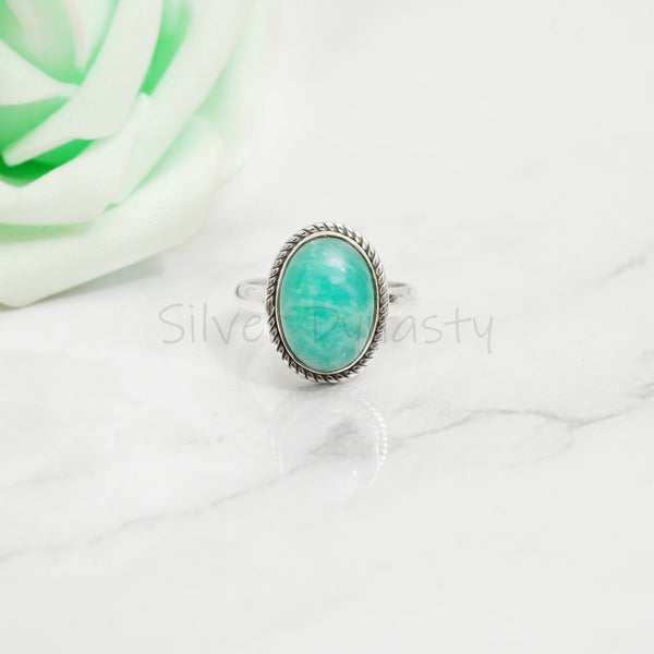 Amazonite Ring, 925 Solid Sterling Silver Ring