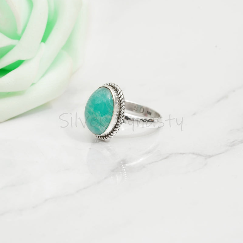 Amazonite Ring, 925 Solid Sterling Silver Ring