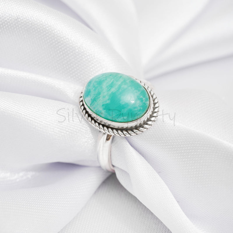 Amazonite Ring, 925 Solid Sterling Silver Ring