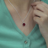 Natural Garnet Necklace, 92.5 Solid Sterling Silver