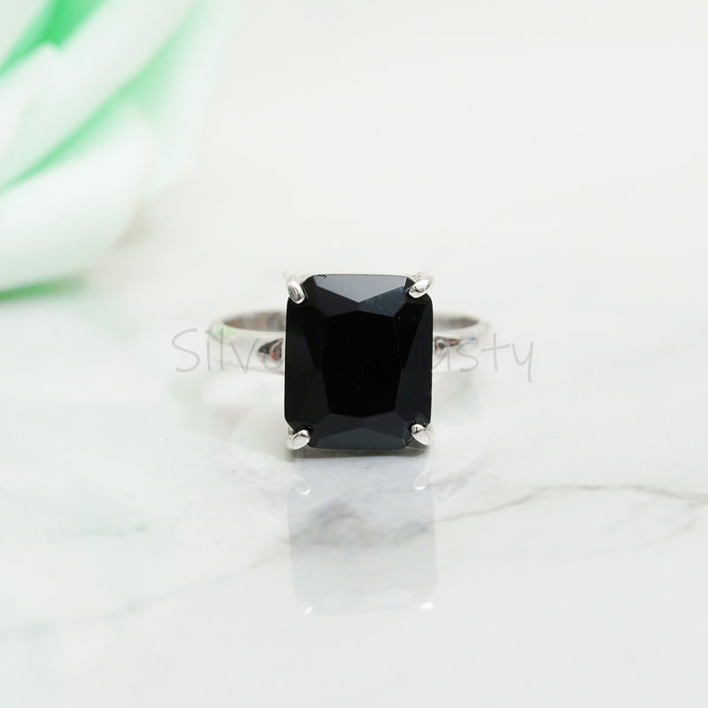 'BIA' Black Onyx 925 Solid Sterling Silver Ring