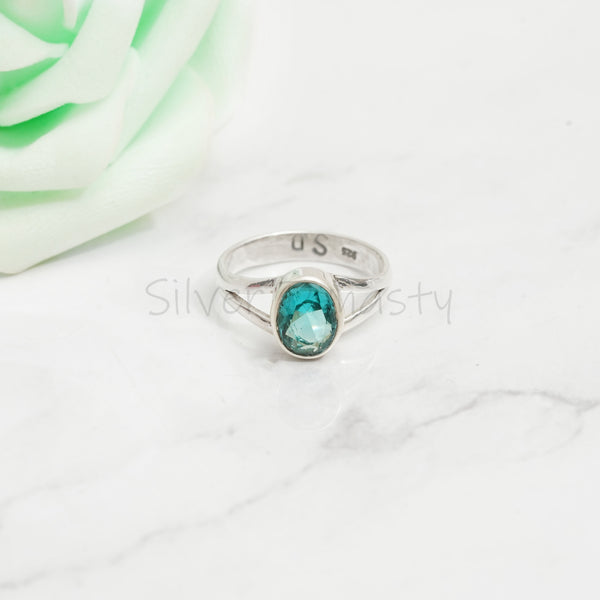 Blue Topaz Ring, 925 Solid Sterling Silver Ring