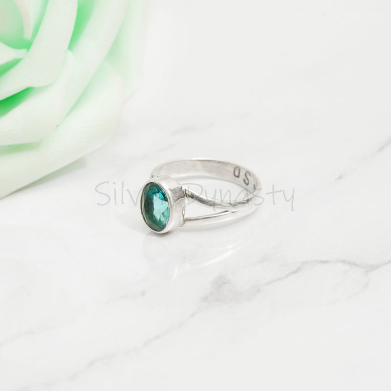 Blue Topaz Ring, 925 Solid Sterling Silver Ring