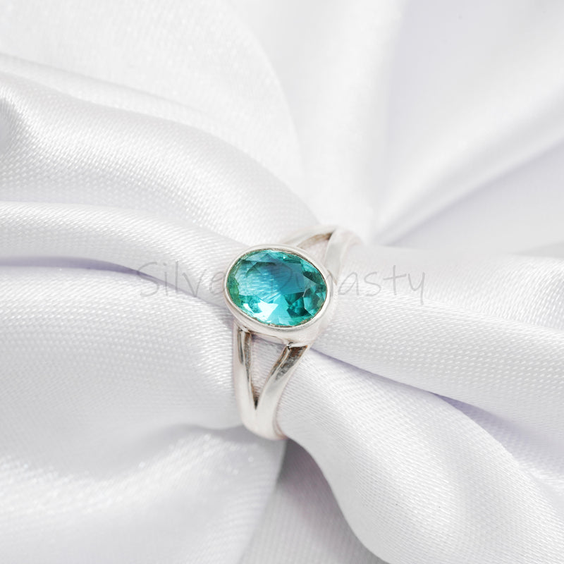 Blue Topaz Ring, 925 Solid Sterling Silver Ring