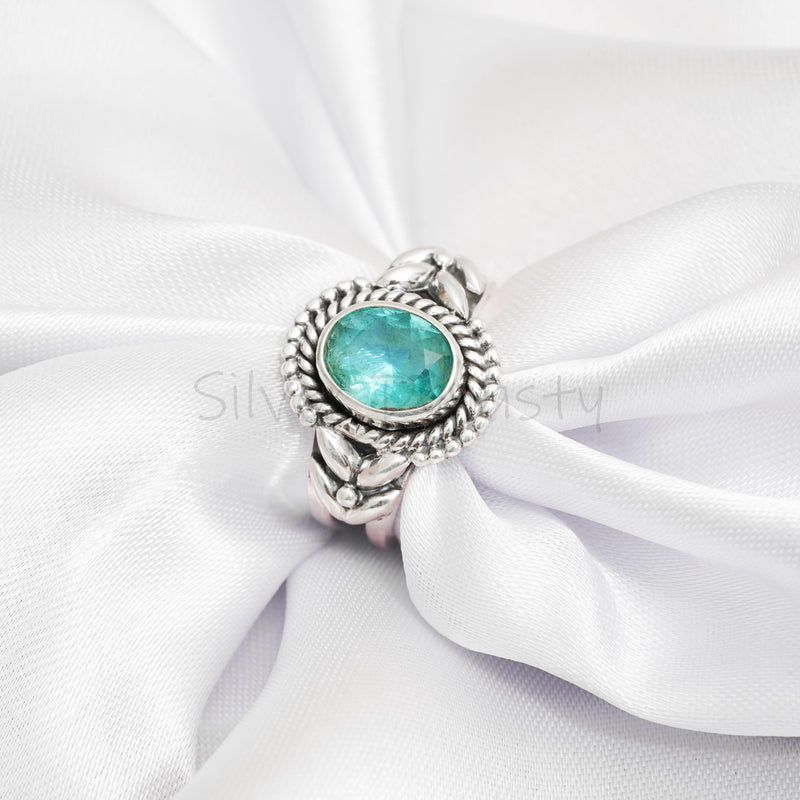 Blue Topaz Ring, 925 Solid Sterling Silver Ring