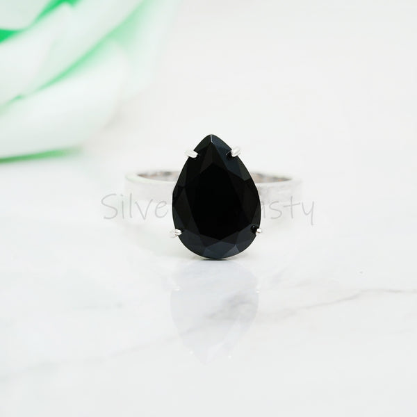 'BIA' Black Onyx 925 Solid Sterling Silver Ring