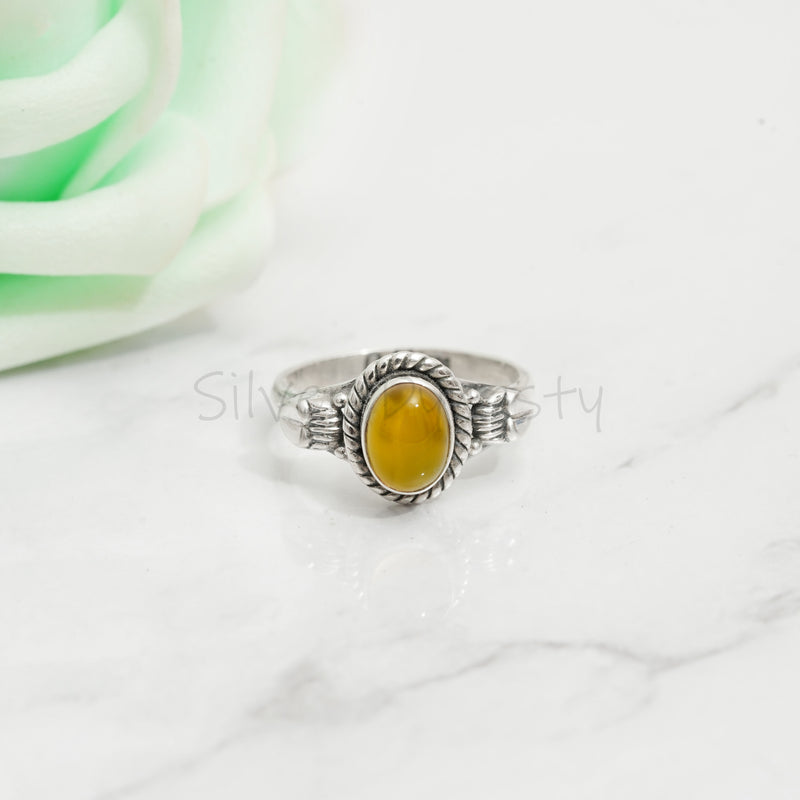 Yellow Onyx 925 Solid Sterling Silver Ring, Ring For Women