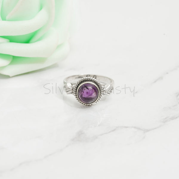 Amethyst Ring, 925 Solid Sterling Silver Ring