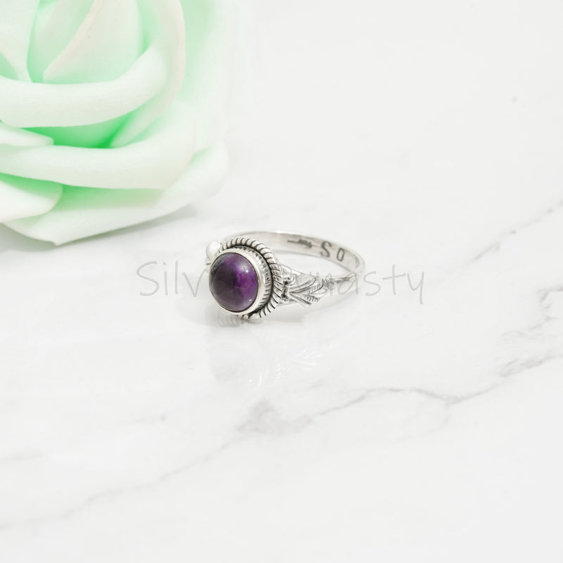 Amethyst Ring, 925 Solid Sterling Silver Ring