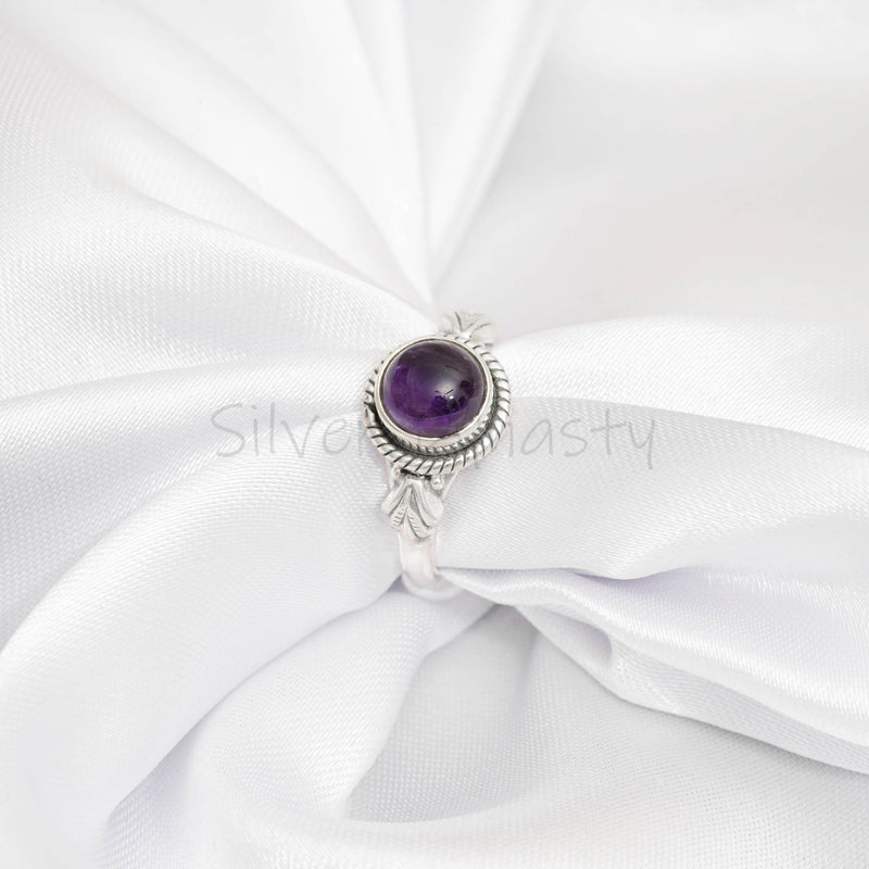 Amethyst Ring, 925 Solid Sterling Silver Ring