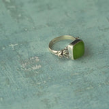 Natural Peridot, 925 Solid Sterling Silver Ring Cabochon