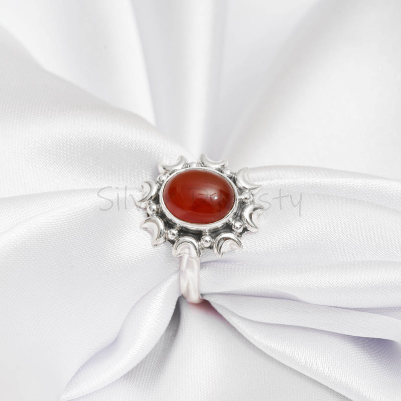 'Fortuna' Carnelian 925 Solid Sterling Silver Ring