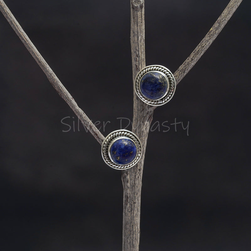 Lapis Studs, Lapis Lazuli,  925 Solid Sterling Silver Studs