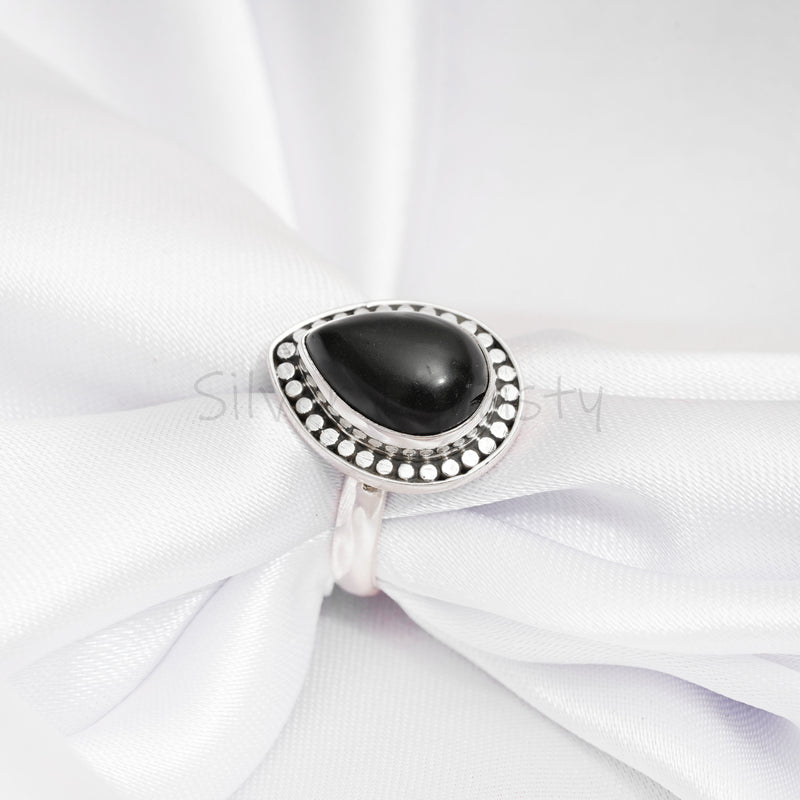 'Boho' Black Onyx 925 Solid Sterling Silver Ring