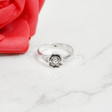 'Gorgeous' Silver Flower Band,925 Solid Sterling Silver Ring,