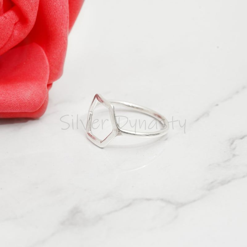 Hexagon Ring, ,925 Solid Sterling Silver Ring, Geometric Ring