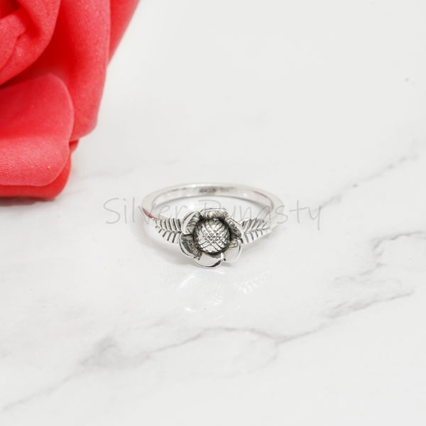 Simple Floral Ring Silver Flower Band,925 Solid Sterling Silver Ring,