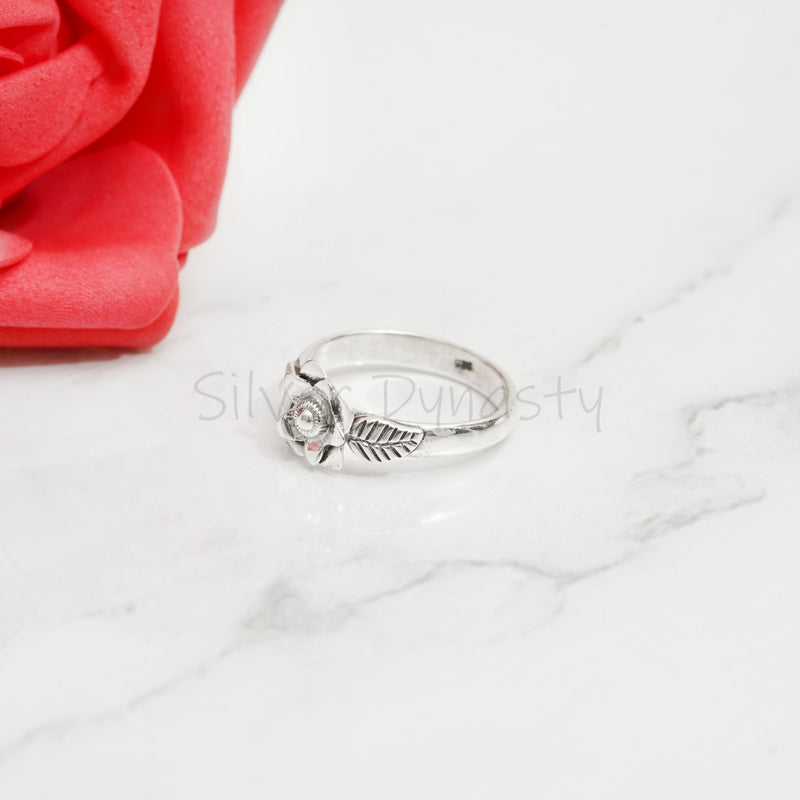 'Gorgeous' Silver Flower Band,925 Solid Sterling Silver Ring,