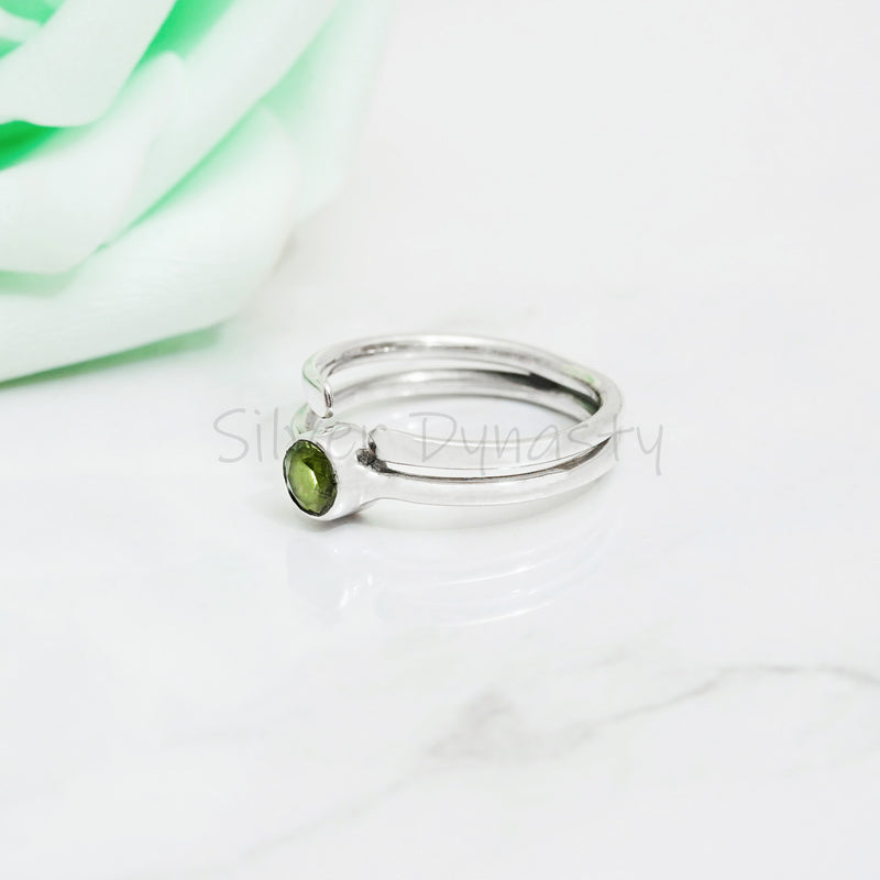 'Boho' Peridot, 925 Solid Sterling Silver Ring for Women