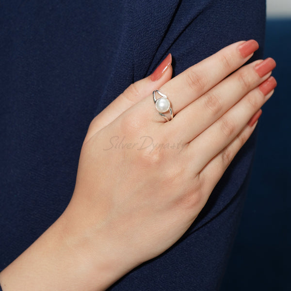 'Boho' Pearl 925 Solid Sterling Silver Ring