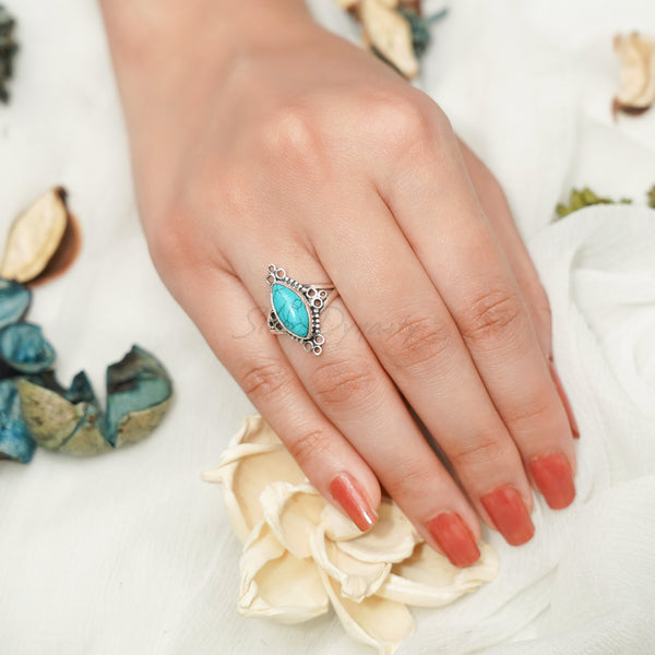 'Fortuna' Turquoise 925 Solid Sterling Silver Ring