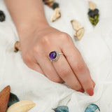 Amethyst Ring, 925 Solid Sterling Silver Ring