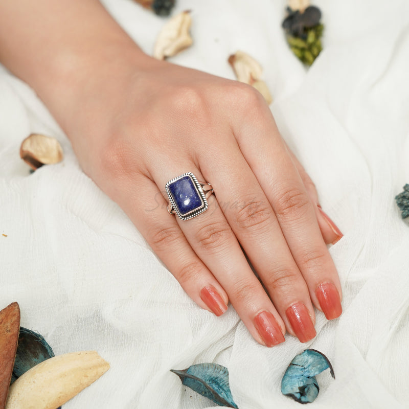 'Bold' Lapis Lazuli 925 Solid Sterling Silver Ring