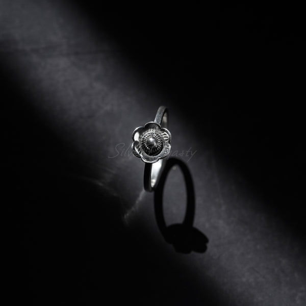 'Gorgeous' Silver Flower Band,925 Solid Sterling Silver Ring,