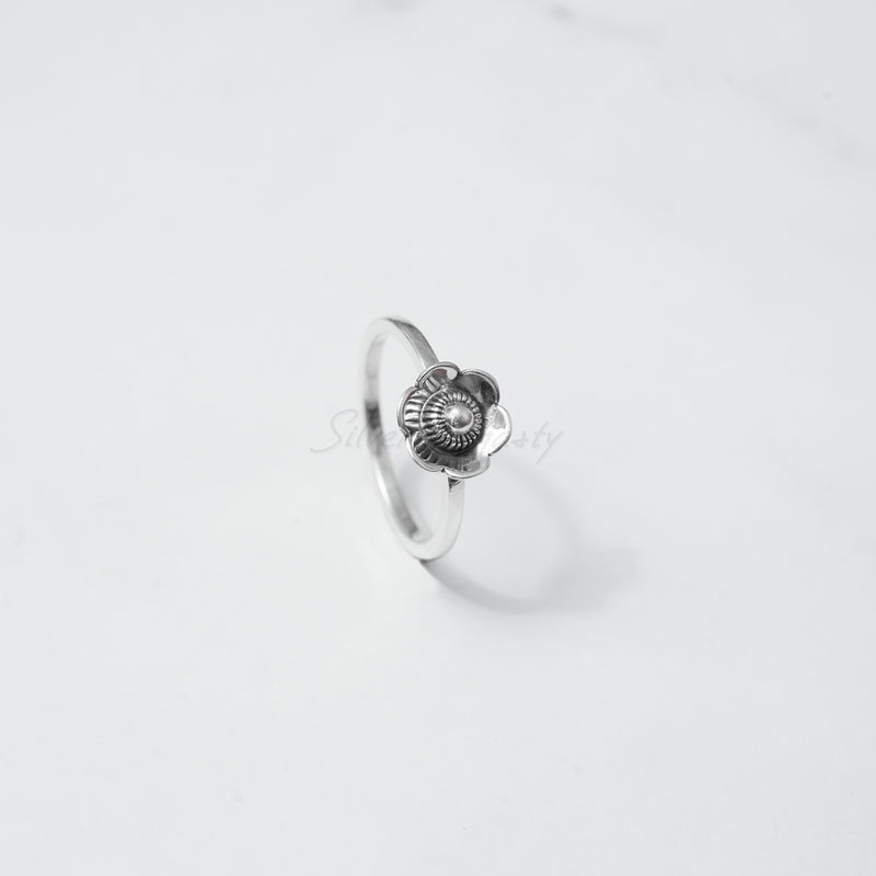 'Gorgeous' Silver Flower Band,925 Solid Sterling Silver Ring,