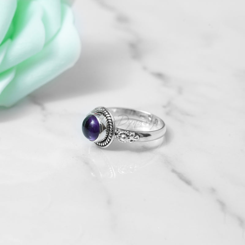 Amethyst Ring, 925 Solid Sterling Silver Ring