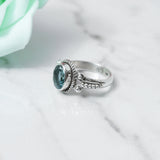 Blue Topaz Ring, 925 Solid Sterling Silver Ring