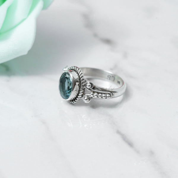 Blue Topaz Ring, 925 Solid Sterling Silver Ring