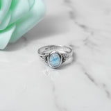 'Simple' Rainbow Moonstone 925 Solid Sterling Silver Ring