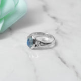 'Simple' Rainbow Moonstone 925 Solid Sterling Silver Ring