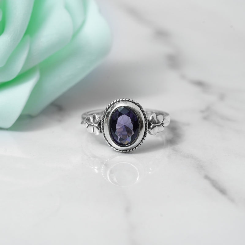 Amethyst Ring, 925 Solid Sterling Silver Ring