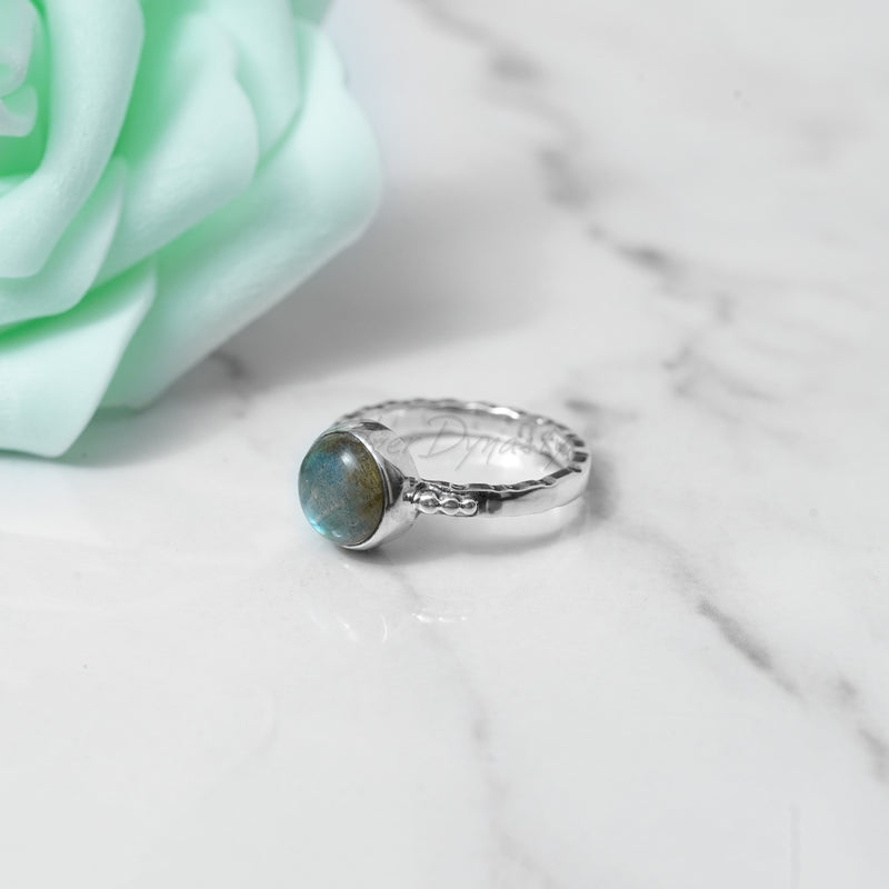 'Minimalist' Labradorite Ring, 925 Solid Sterling Silver Ring