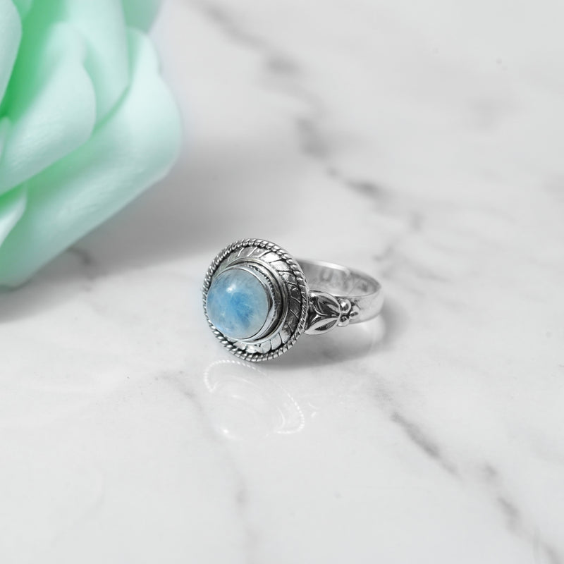 Simple Moonstone 925 Solid Sterling Silver Ring, Moonstone Ring