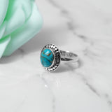 'Fortuna' Blue Copper Turquoise 925 Solid Sterling Silver Ring