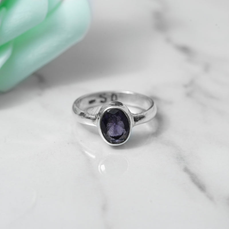 Simple Amethyst Ring, 925 Solid Sterling Silver Ring