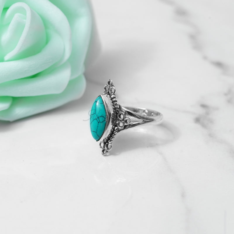 'Fortuna' Turquoise 925 Solid Sterling Silver Ring