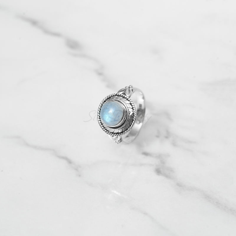 Simple Moonstone 925 Solid Sterling Silver Ring, Moonstone Ring