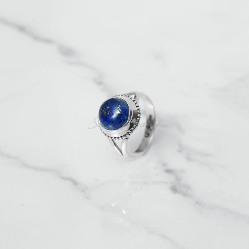 'Boho' Lapis Lazuli 925 Solid Sterling Silver Ring