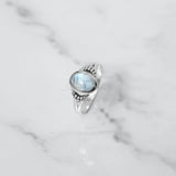 'Simple' Rainbow Moonstone 925 Solid Sterling Silver Ring