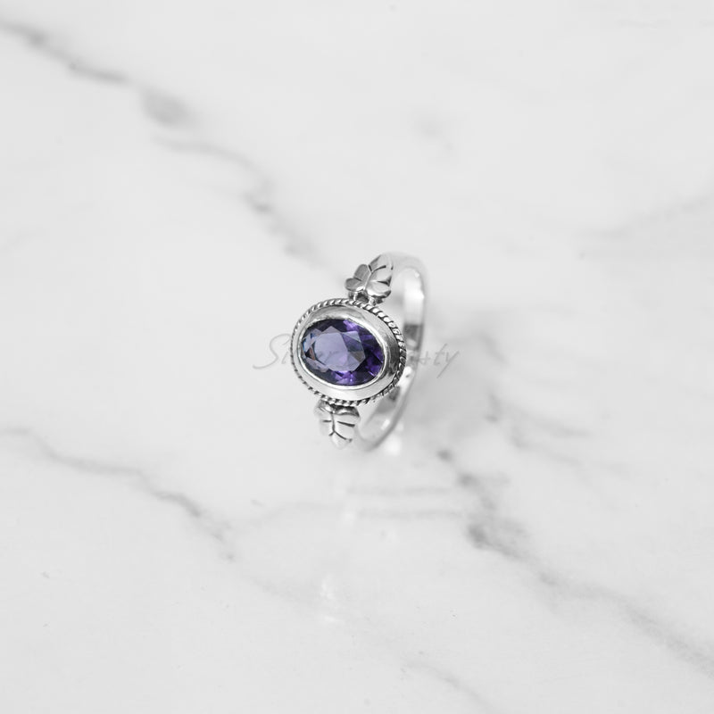 Amethyst Ring, 925 Solid Sterling Silver Ring