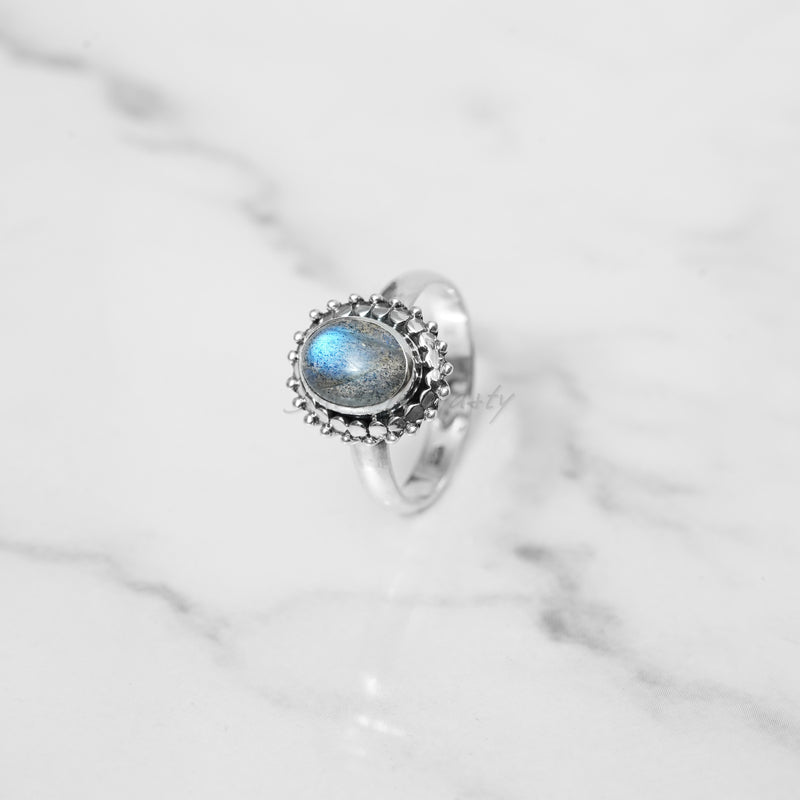 'Statement' Labradorite Ring, 925 Solid Sterling Silver Ring